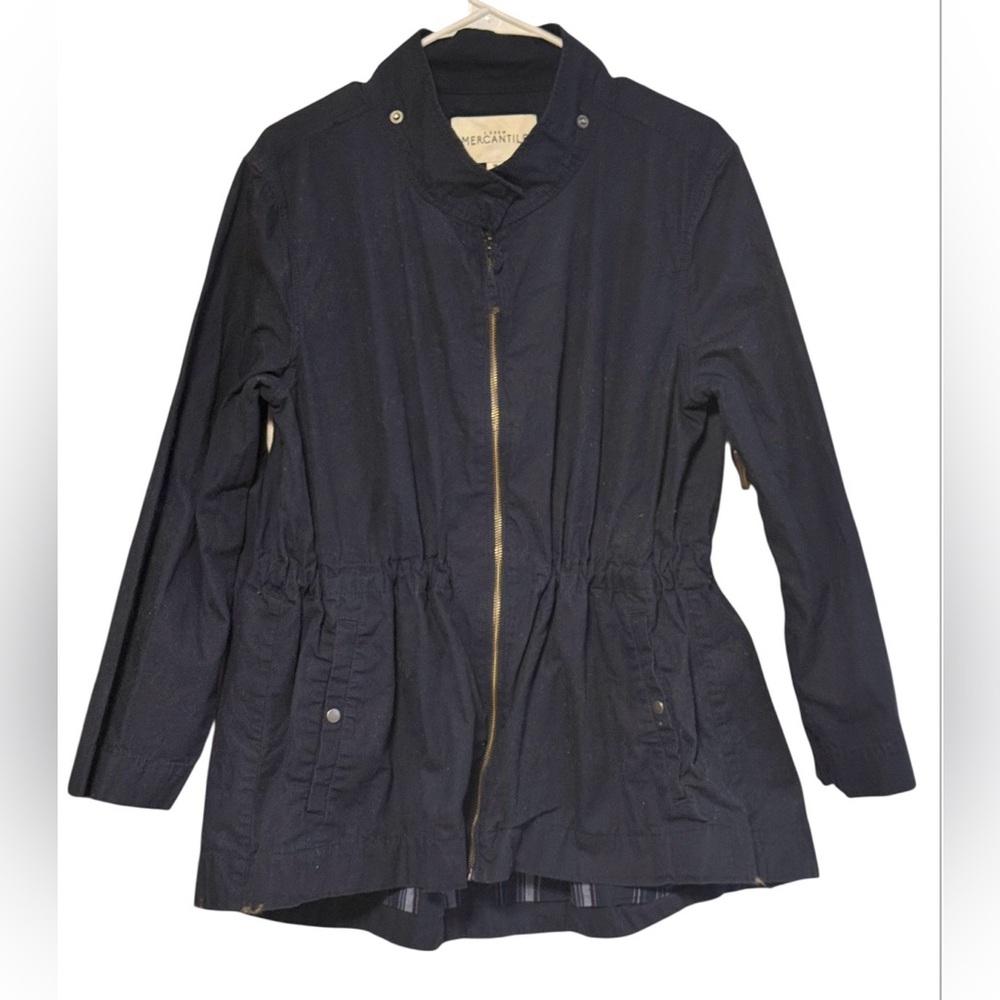 J. Crew Dark Blue Zip Front Cotton Twill Utility Field Jacket SzM